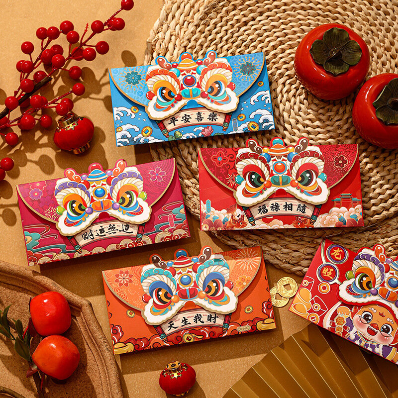 Ano novo chinês Envelopes vermelhos, dragão dos desenhos animados, festival da primavera, dinheiro bolsos, ano hongbao
