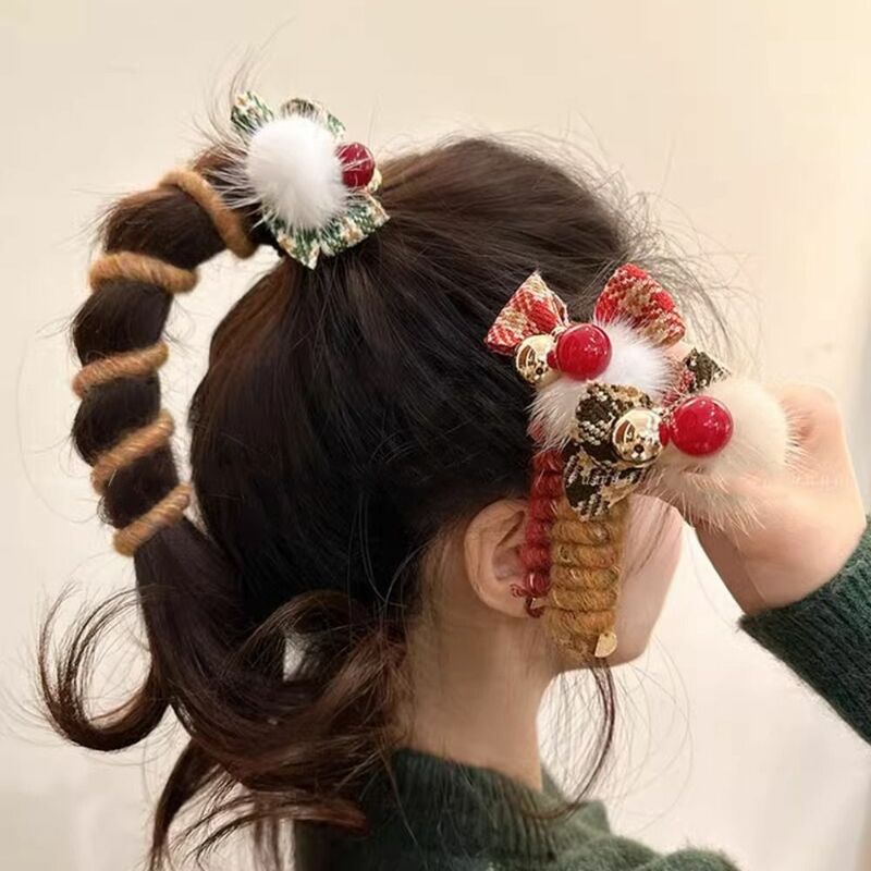 Corda per capelli con fiocco elastico Hairball copricapo linea telefonica corda per capelli supporto per coda di cavallo accessori per capelli cavo telefonico anello per capelli