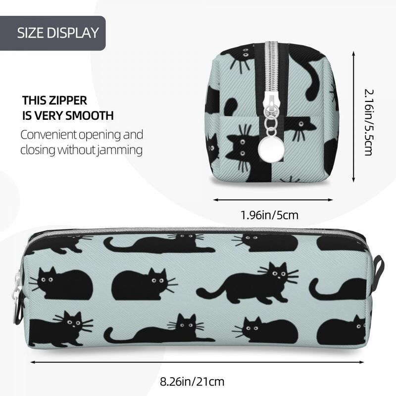 Black Cat Kitty Lover Pencil Cases Fashion Pen Box Bag Kids Large Storage Office Gift Pencil Pouch