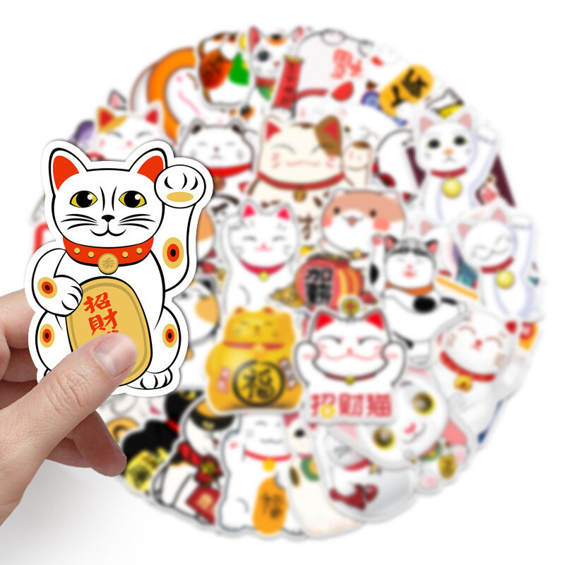 50 Stück glückliche Katze Cartoon-Serie Graffiti-Aufkleber geeignet für Laptop-Helme Desktop-Dekoration DIY Aufkleber Spielzeug Großhandel