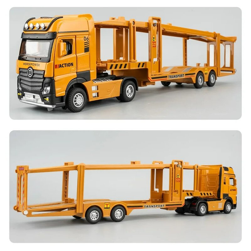 1: 50 model kendaraan transport double decker, kendaraan teknik trailer yang indah, mainan kemasan asli, grosir