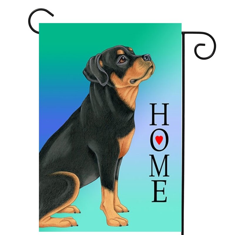 Rottweiler Dog Garden Flag Black Pet Animal Double Sided Polyester House Flag for Outdoor Patio Lawn Courtyard Home Decoration