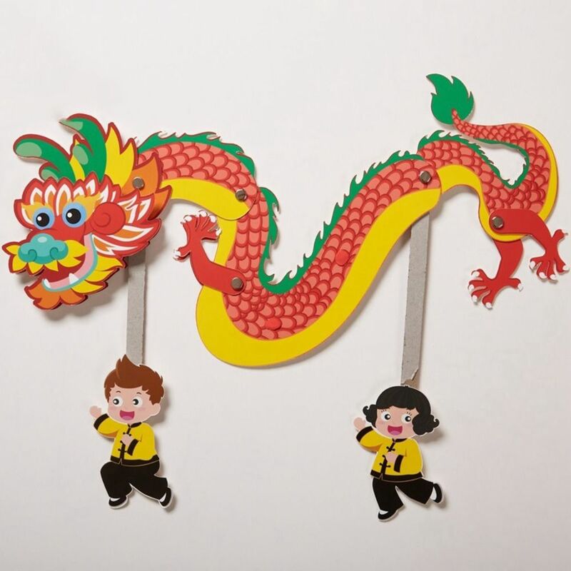 Paquete de Material de fabricación de dragón delicado de cultura tradicional de dragón de Año Nuevo Chino DIY, regalo de recorte de papel educativo creativo