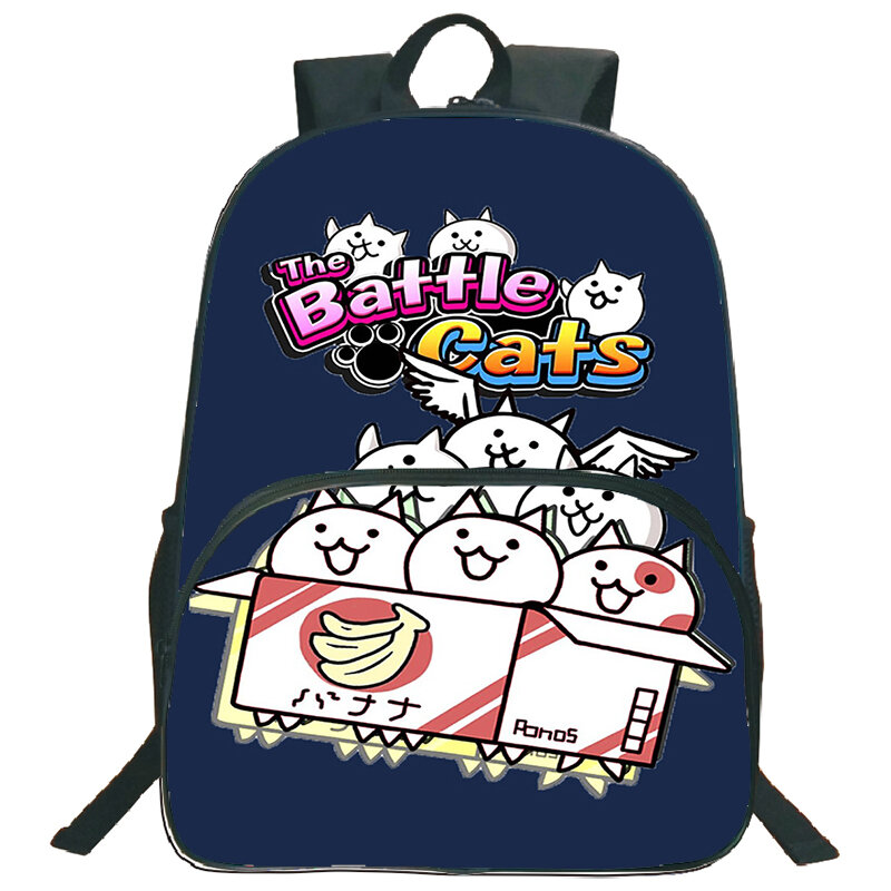 The Battle Cats-mochila con estampado de dibujos animados para niños y niñas, mochilas escolares divertidas para ordenador portátil de nailon, mochila de día para adolescentes, bolsa de viaje de gran capacidad