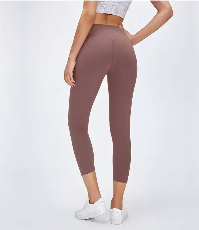 Lemon Women Yoga Leggings High Waist Fitness Sport Pants  Jogging Gym Tights Breathable Calf-length 21"Trousers Sportswear
