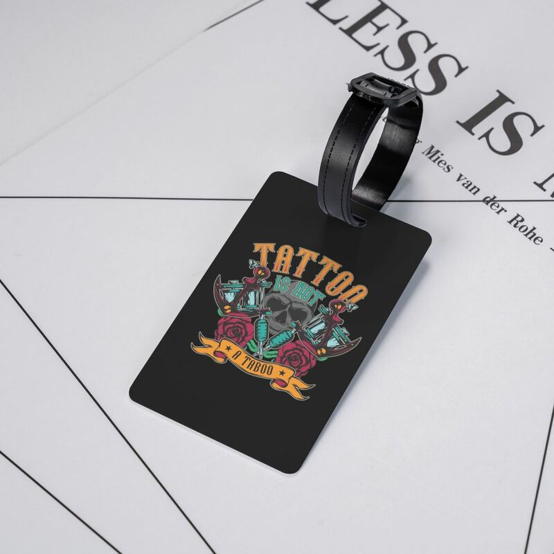 Tattoo Machine And Skull - Is Not A Taboo Luggage Tag for Suitcases Funny Baggage Tags Privacy Cover Name ID Card