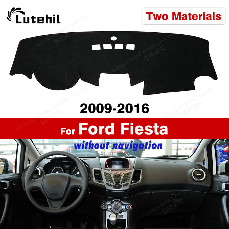 Cubierta de salpicadero de coche, alfombrilla Anti-UV para Ford Fiesta 2009-2016, 10, 11, 12, 13, 14, 15, accesorios para coche