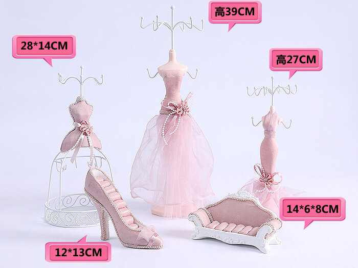 Pink Princess model perhiasan Organizer rak tampilan perhiasan rumah ornamen kreatif Cincin tempat menyimpan kalung