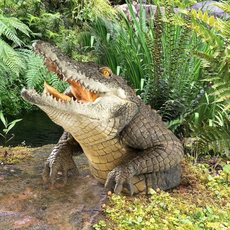 Rekin krokodyl posąg ogrodowy żywica realistyczna rzeźba zwierzę oceaniczne rzemiosło basen zewnętrzny dziedziniec dekoracja domu rekwizyt