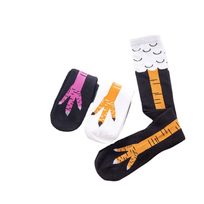 Chaussettes 3D de poulet drôle, chaussettes hautes de cuisse pour femmes, dessin animé Ainimals, mignonnes et amusantes à bout fin, pieds créatifs pour dames, nouvelle collection