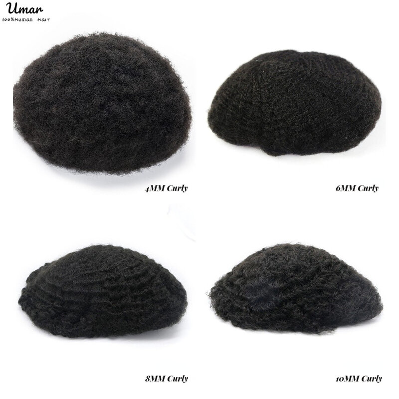 Wytrzymały System Mono kręconych włosów Afro kręcone tupet dla mężczyzn czarny męski proteza włosów męskich System ludzkich włosów naturalna peruka