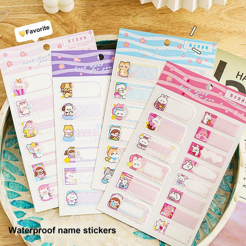 14 buah Tag nama pola hewan kartun stiker nama Label Tag tahan air stiker buku tempel merekat sendiri alat tulis sekolah