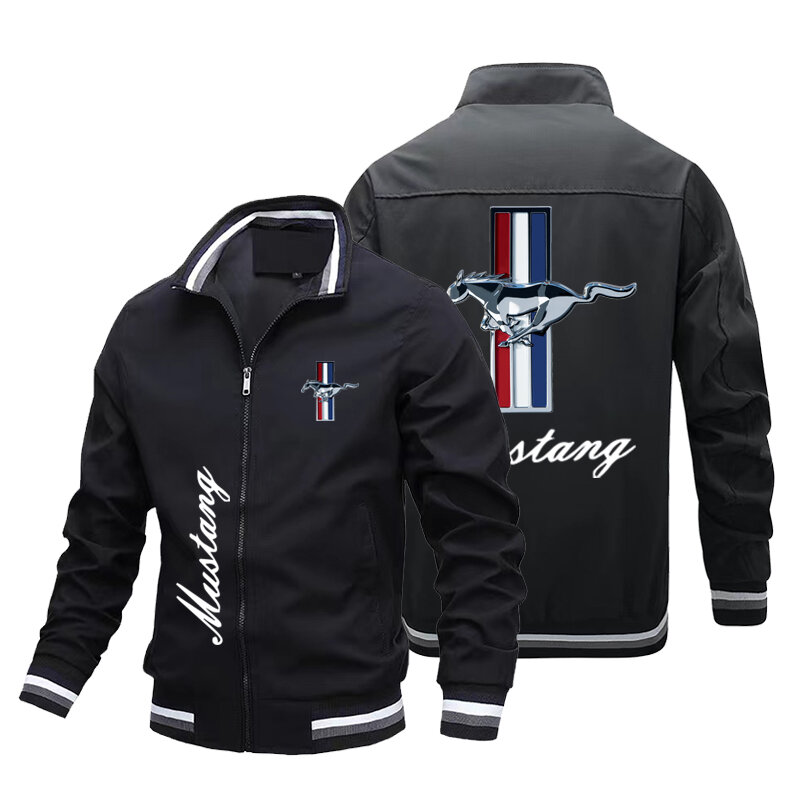2023 Brand Printing Baseball Jacket Men's Casual Round Collar Aviator Jacket Men's Fall High-quality Slim Mustang Men's Jacket