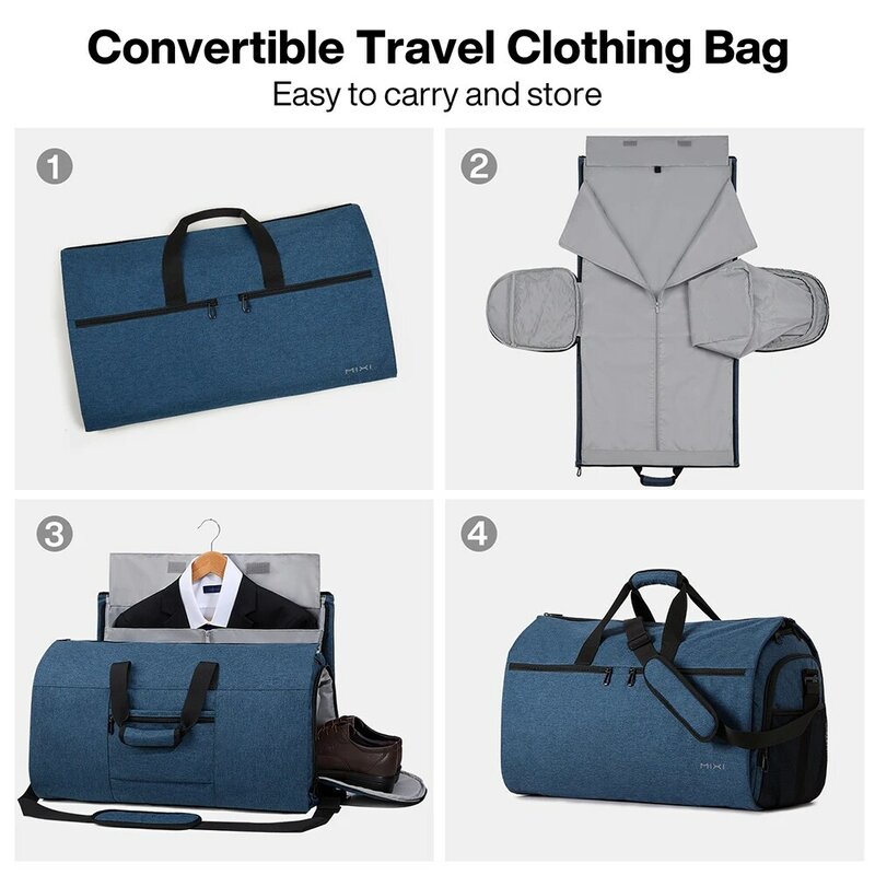 Mixi tas penyimpan pakaian, koper multifungsi dengan kantong sepatu, kapasitas besar, tas jinjing untuk perjalanan