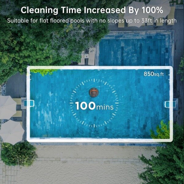 Роботизированный очиститель для бассейна, беспроводной пылесос для бассейна с функцией поддержания порядка 2024 мин, быстрая зарядка, Мощное всасывание, новинка 100