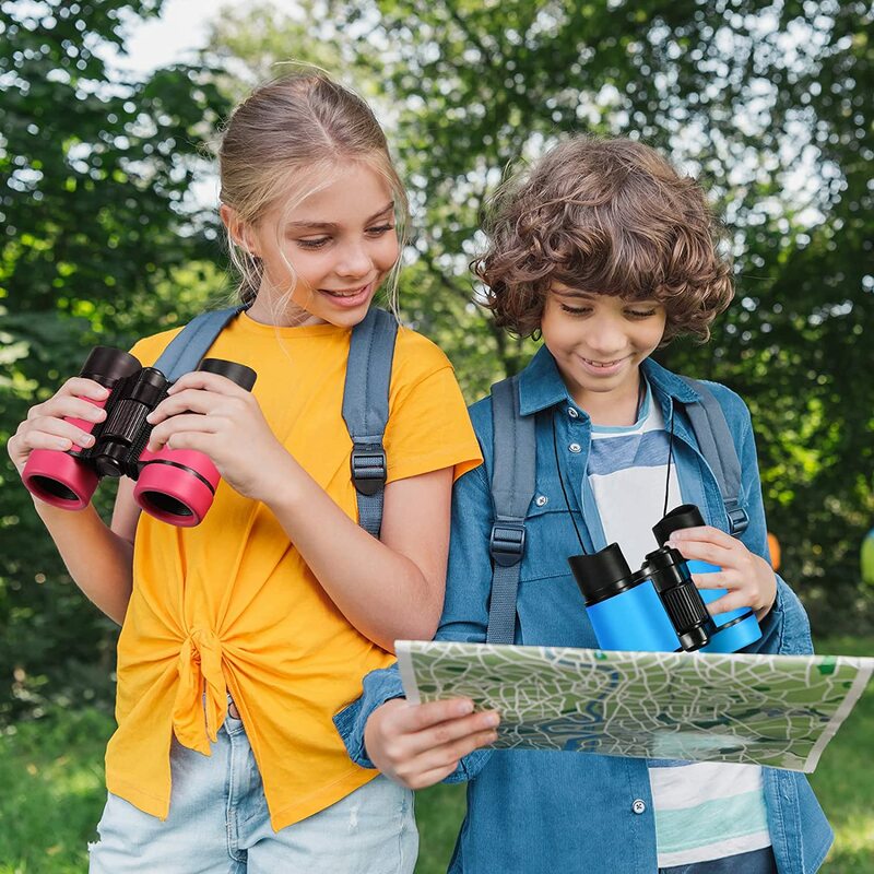 Kids Binoculars Set for Age 3-12 Years Boys Girls Hunting Folding Small Telescope Birthday Gifts Educational Camping Outdoor