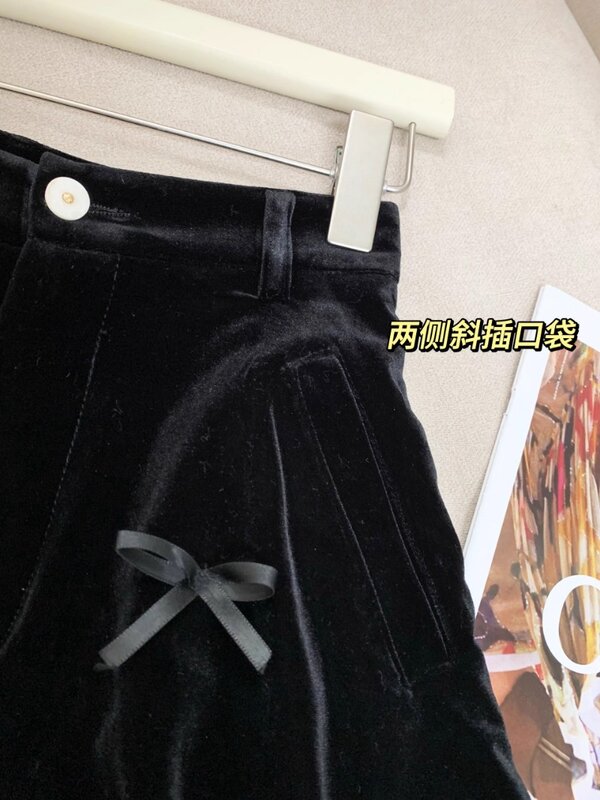 Miiiix-Shorts femininos com laço de veludo, shorts Lantern Pumpkin, flor preta, roupas femininas, primavera, verão, novo