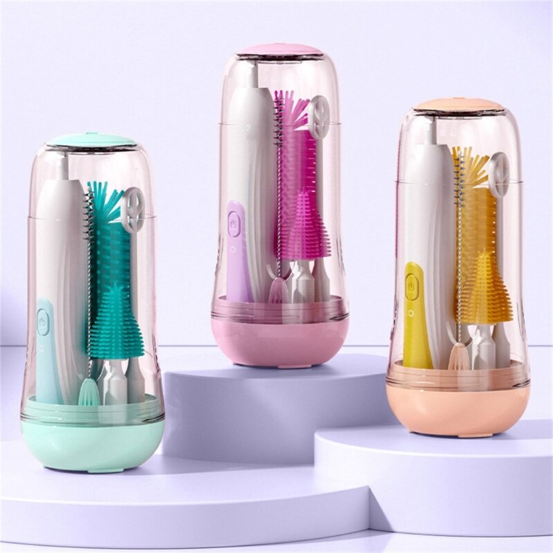 Travel Electric Baby Bottle Brushes Set with Waterproof Electric Bottle Cleaner Silicone Nipple Brush Bottle Brush