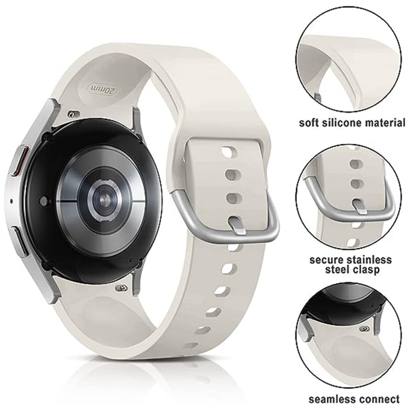 Ремешок силиконовый для Samsung Galaxy Watch 4/5/6 44 мм 40 мм 5 Pro 45 мм, браслет для Galaxy Watch 6 classic 47 мм 43 мм, 20 мм