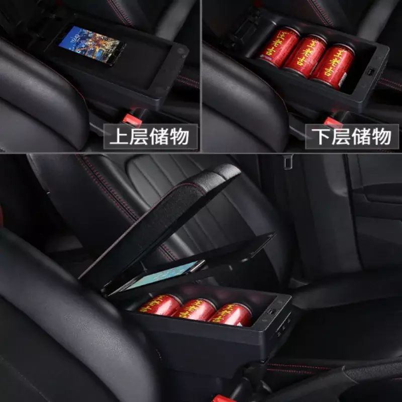 Neu für Hyundai Akzent Armlehnen box für Hyundai Akzent Verna Auto Armlehnen box Innenteile Aufbewahrung sbox mit USB-LED-Leuchten