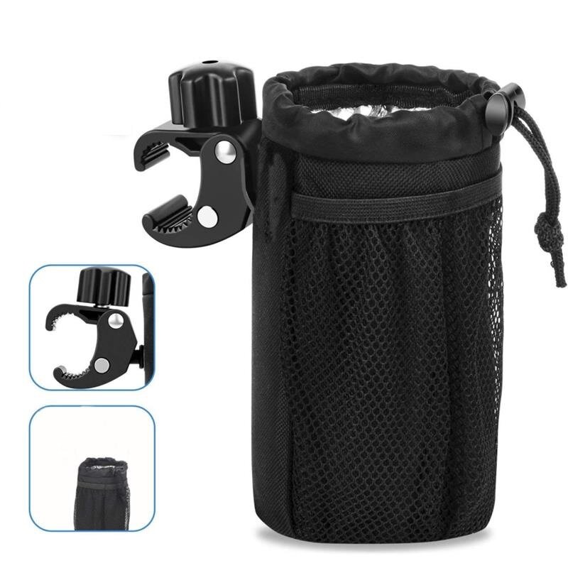Adjustable Drinking Storage Bag Motorcycle Cup Holder with Alligator Clamp Oxford Drink Cup Can Drawstring Organizer For Bicycle