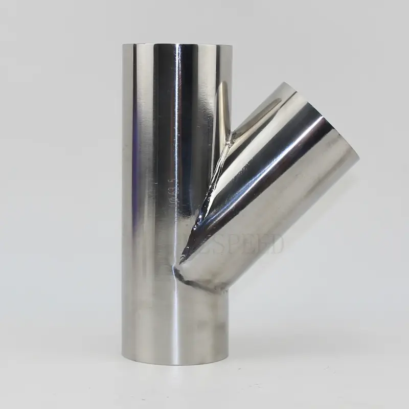 304 Stainless Steel 45 degree tee OD 19 mm-102 mm Stainless Steel  Bevel 1.5 mm 2 mm thick tube
