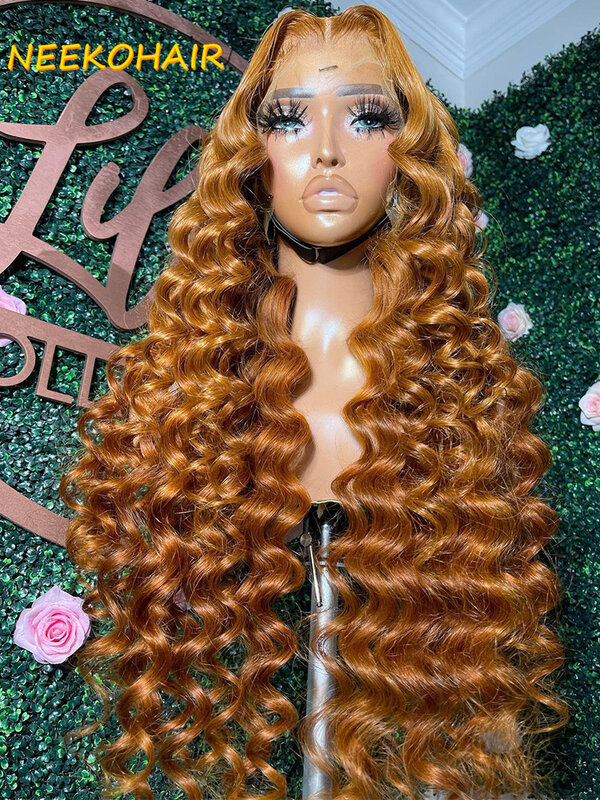13x6 HD Honey Blonde Brown Human Hair Curly Lace Front Wig #30 13x4 Transparent Lace Frontal Wigs Or 4x4 Closure Wigs For Women