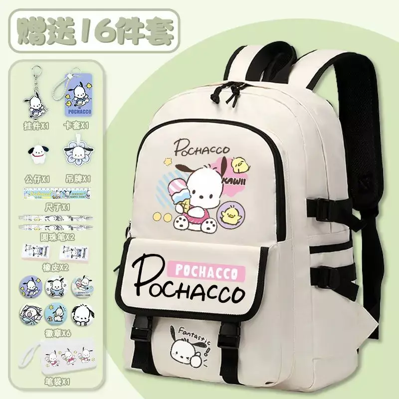 Sanrio กระเป๋านักเรียนลายการ์ตูนสำหรับนักเรียนลายสุนัขกระเป๋าเป้กันน้ำความจุสูงสำหรับเด็กน่ารักใหม่