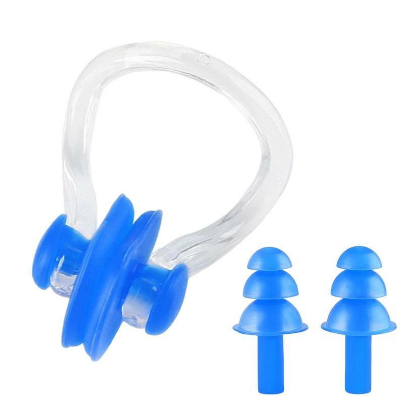 1 zestaw pływanie zacisk na nos zatyczka do uszu wodoodporna ochrona zatyczka do uszu silikonowy klips na nos zacisk na nos Swim Dive Supplies Security Protect