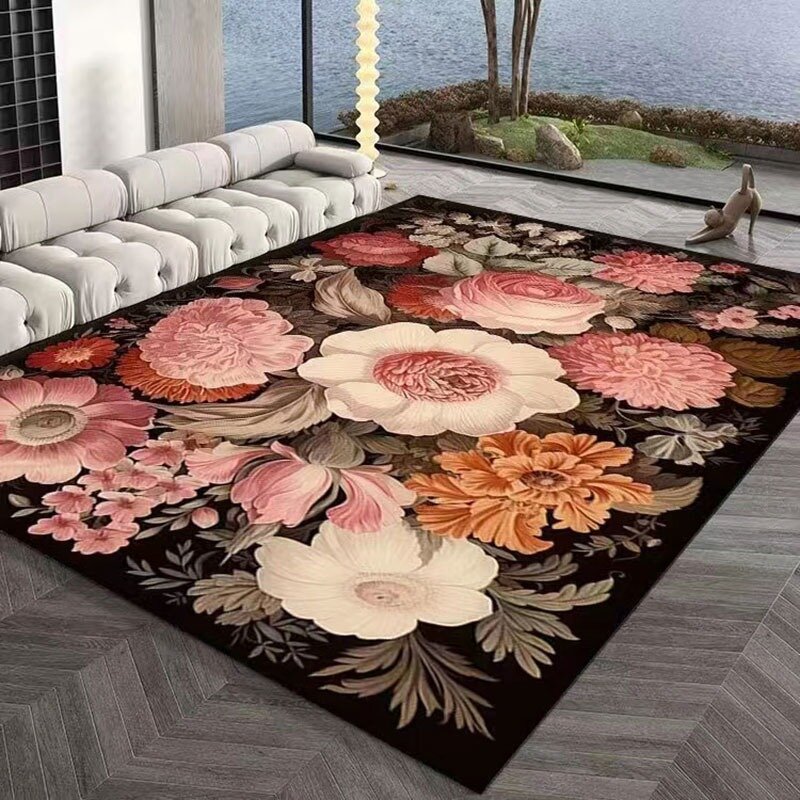French Style Living Room Carpet Home Decoration Cloakroom Plush Rug Light Luxury Advanced Flowers Large Area Mat Ковер Tapis 러그
