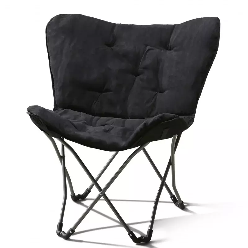 เก้าอี้ผ้าหนังนิ่มขนาดเล็กพับได้ลายผีเสื้อสีดำ mainstays