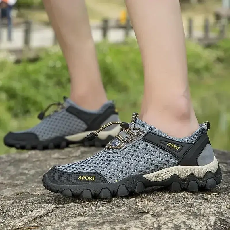Zapatillas de tenis informales para hombre, Zapatos de malla transpirable, antideslizantes, para senderismo, verano, 2024