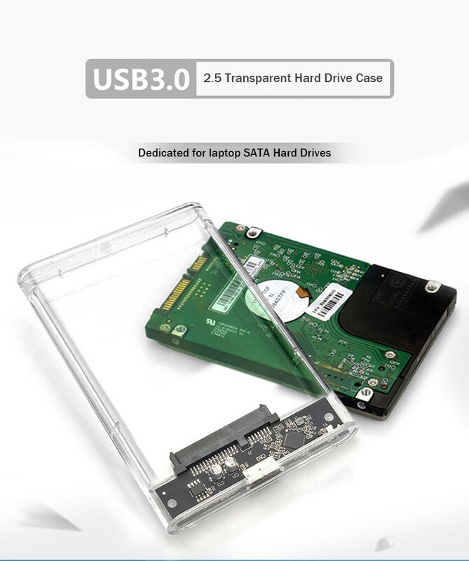 UTHAI-Carcasa USB de plástico transparente para disco duro de 2.5", caja para disco duro externo, portátil, puerto serial ata, soporta 6 Tb, conexión USB 3.0 y 2.0, G06