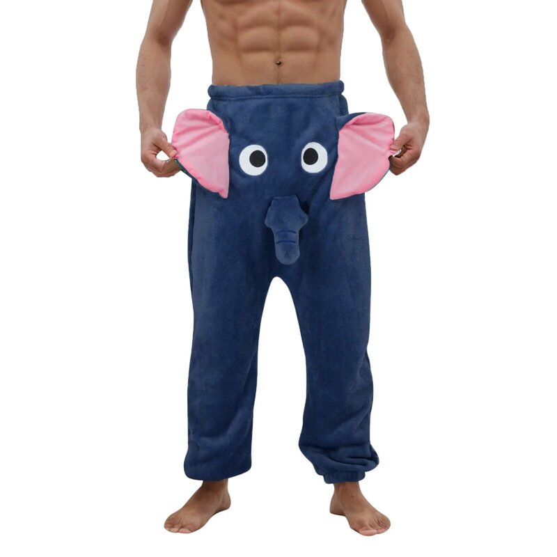 Men's Pajama Pants Flannel Funny Elephant Novelty Trousers Humorous Underwear Prank Gift For Men Elephant Strange Pajama Pants