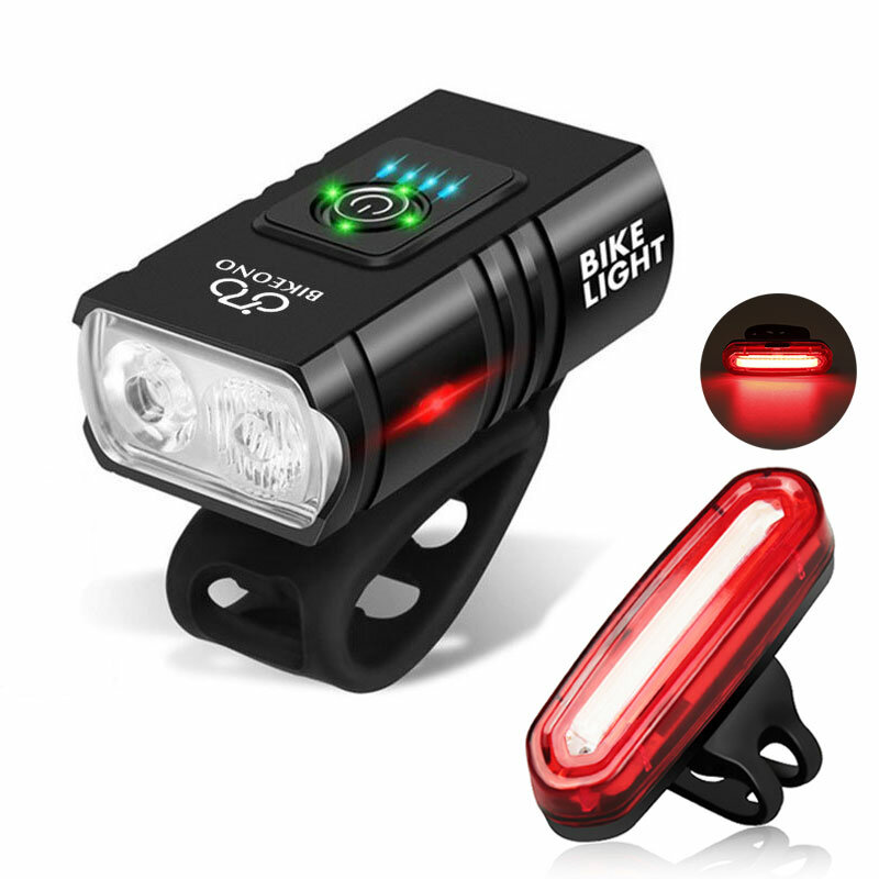 USB 충전식 자전거 라이트 T6 LED 전조등, MTB 산악 자전거 램프, 1000LM 자전거 헤드라이트, 손전등, 사이클링 스쿠터 테일