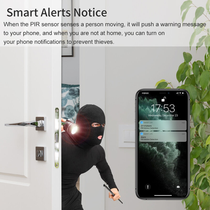Smart Life, Alexa, Google, PIR, Sensor de Movimento Tuya Zigbee, Detector de Presença Infravermelho, Home Security Alarm