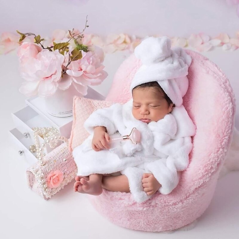 Luksusowy szlafrok do fotografii noworodkowej Miękkość i styl Śpioszek dziecięcy dla noworodków i niemowląt do 6 miesięcy 2 szt.