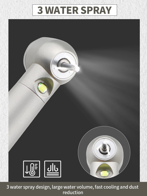 Stomatologiczne LED szybka prostnica wysoka rotacja 3 Spray wody szybkie chłodzenie łożyska ceramiczne niskoszumowa turbinowa końcówka narzędzi stomatologicznych