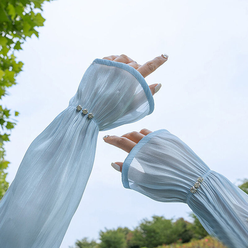 1 paio di accessori per Nail Art maniche a sbuffo maniche lunghe puntelli per foto ornamenti manicure guanti elastici sfondo fotografico