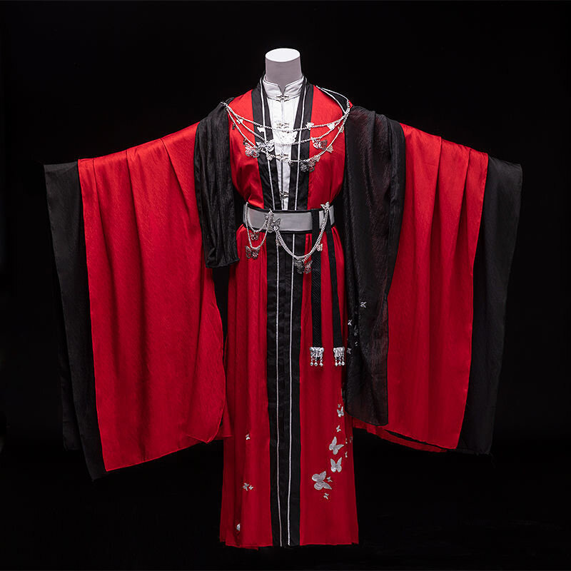 TGCF Tian Guan Ci Fu Huacheng Kostum Cosplay Guiwang Huacheng Han Pakaian Gaya Sanlang Gaun Hanfu Merah Kostum Cina