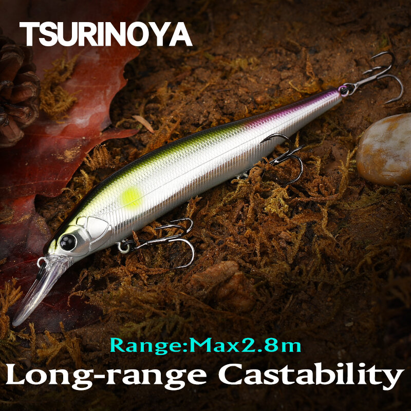 TSURINOYA-Suspending Minnow Tungsten Weight System Fishing Lure, Bass Jerkbait, Hard Bait, AURORA, Pike, Bass, 115mm, 17.2g, 115SP