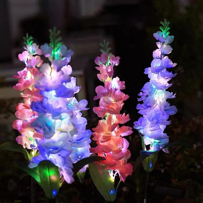 Luces solares de jardín con flor de Jacinto, decoraciones impermeables para jardín al aire libre con carga automática, fácil instalación