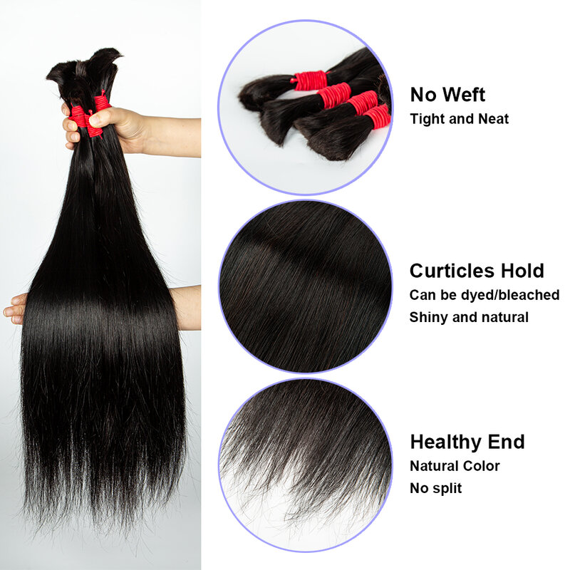 Nabi-Straight Hair Bundles para mulheres, cabelo virgem, Bulk Extensions, cabelo humano brasileiro, Hair Extension Bundle para África