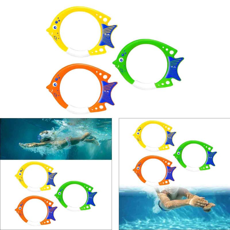Juguetes de buceo de 3 piezas para niños, anillos de buceo para piscina, juegos acuáticos, ejercicio, deportes acuáticos, Verano