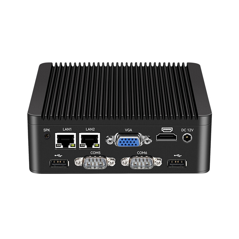 Fanless Mini PC Intel Celeron J4125 2 LAN 6 COM HDMI VGA Support PCle WiFi 4G LTE Windows 10/11 Linux Industrial Computer RS232