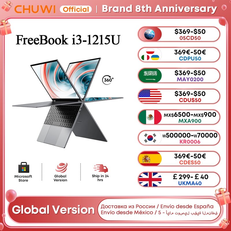 CHUWI-i3-1215U FreeBook 2023 para portátil, 6 núcleos, pantalla IPS de 13,5 pulgadas, 2 en 1, 12GB de RAM, 512GB, SSD, compatible con Stylus