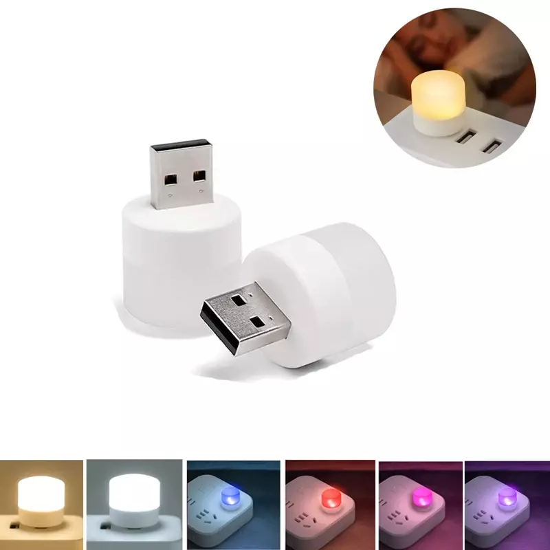 Mini ไฟ LED กลางคืน Light ปลั๊ก USB โคมไฟคอมพิวเตอร์แบตสำรองชาร์จ USB ไฟหนังสืออ่านรอบ Pelindung Mata โคมไฟ