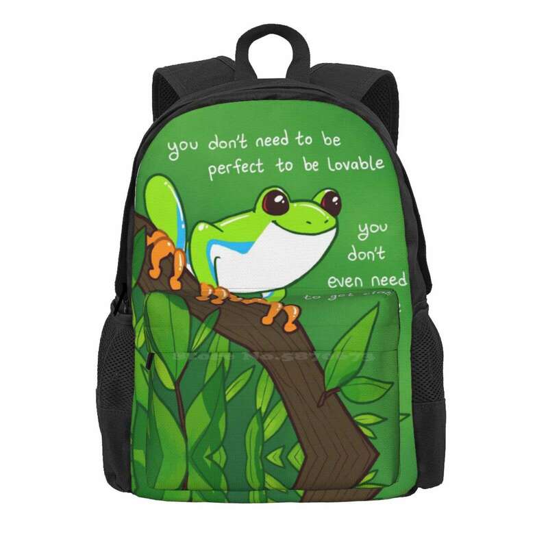 " You Don't Need To Be Perfect To Be Lovable " Tree Frog Hot Sale Backpack Fashion Bags Mental Health Relationships Self Love