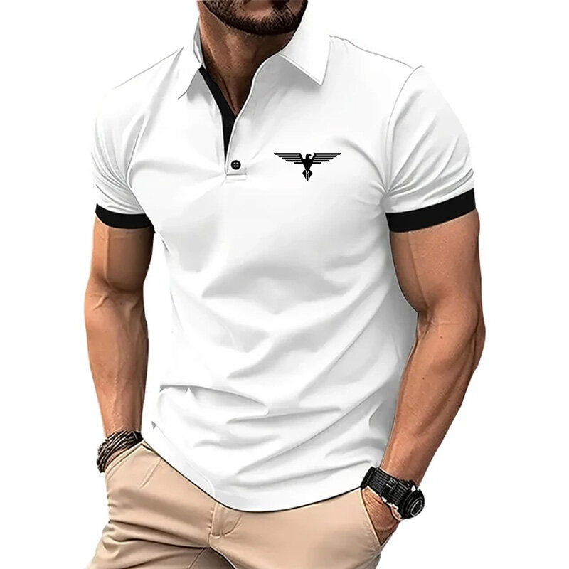 Kemeja Polo untuk pria, pakaian Slim Fit kasual pria musim panas baru modis