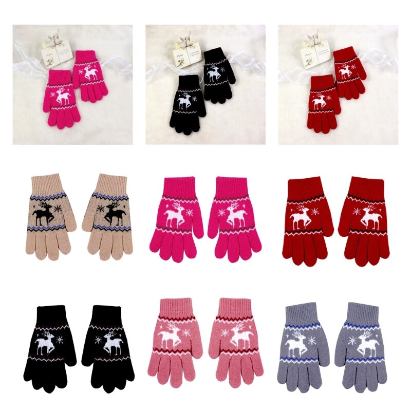 K1MA Trendy Deer Gloves for Kids Fashionable Warm Gloves Perfect for Autumn & Winter